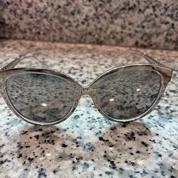 Christian Dior Diorama2 Silver Metallic Mirrored Sunglasses Cat Eye - Picture 9 of 15